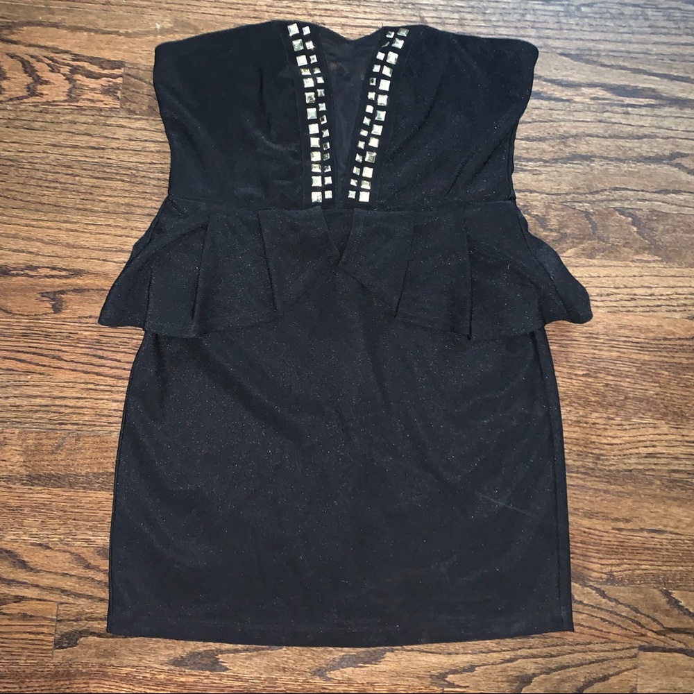 Black Mini Dress with Gold Accents